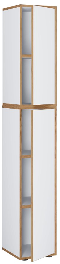 VCM NORDIC Salia B30 Büroregal, mit 2 Türen und 3 verstellbaren Böden - Weiß und Naturholz