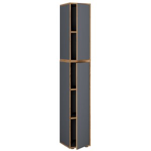 VCM NORDIC Salia B30 kontorbokhylle, m. 2 drer og 3 justerbare hyller - antrasittgr og naturlig tre