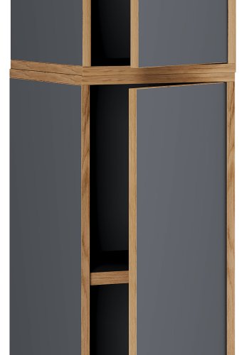 VCM NORDIC Salia B30 Büroregal mit 2 Türen und 3 verstellbaren Einlegeböden – Anthrazitgrau und Naturholz