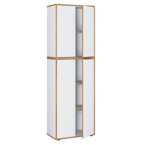 VCM NORDIC Salia B60 kontorhylle, m. 4 drer og 3 justerbare hyller - hvit og naturlig tre