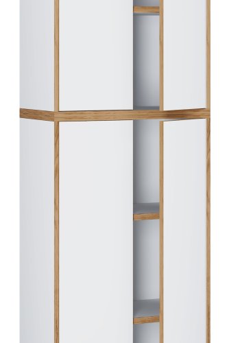 VCM NORDIC Salia B60 Büroregal, mit 4 Türen und 3 verstellbaren Böden - Weiß und Naturholz