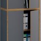 VCM NORDIC Salia B60 Büroregal mit 4 Türen und 3 verstellbaren Einlegeböden – Anthrazitgrau und Naturholz