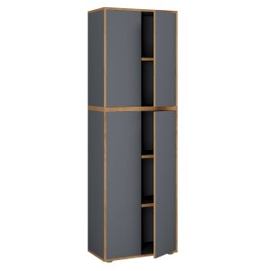 VCM NORDIC Salia B60 kontorhylle, m. 4 drer og 3 justerbare hyller - antrasittgr og naturlig tre