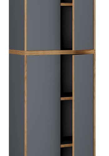 VCM NORDIC Salia B60 Büroregal mit 4 Türen und 3 verstellbaren Einlegeböden – Anthrazitgrau und Naturholz