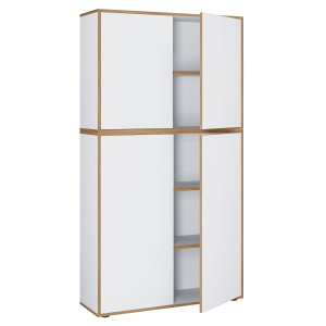 VCM NORDIC Salia B100 kontorbokhylle, m. 4 drer og 3 justerbare hyller - hvit og naturlig tre