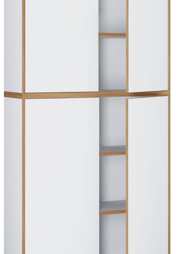 VCM NORDIC Salia B100 Büroregal, mit 4 Türen und 3 verstellbaren Böden - Weiß und Naturholz