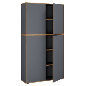 VCM NORDIC Salia B100 kontorbokhylle, m. 4 drer og 3 justerbare hyller - antrasittgr og naturlig tre