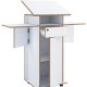 VCM NORDIC Salia L stende skrivebord, justerbar top, 1 lsbar skuffe, lge, hjul - hvid/natur tr