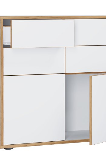 VCM NORDIC Salia B100 Bürokommode, m. 2 Türen, 4 Schubladen - weiß/natur