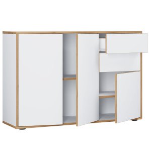 VCM NORDIC Salia B110 kontorkommode, m. 3 drer, 2 skuffer, 2 hyller - hvit/naturtre