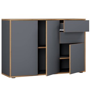 VCM NORDIC Salia B110 kontorkommode, m. 3 drer, 2 skuffer, 2 hyller - antrasittgr/naturtre