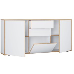 VCM NORDIC Salia B160 kontorkommode, m. 3 drer, 2 skuffer, 2 hyller - hvit/naturtre