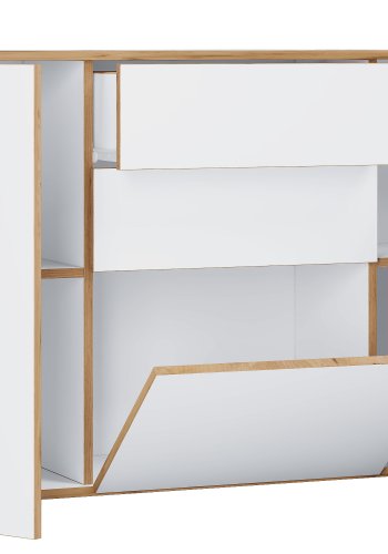 VCM NORDIC Salia B160 Bürokommode, m. 3 Türen, 2 Schubladen, 2 Einlegeböden - weiß/natur