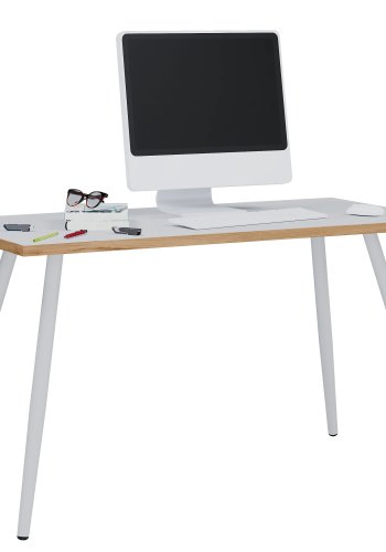 VCM NORDIC Salia skrivebord, rektangulrt - hvit melamin, naturlig tre, metall (110x50)