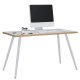 VCM NORDIC Salia Schreibtisch, rechteckig – weißes Melamin, Naturholz, Metall (110x80)