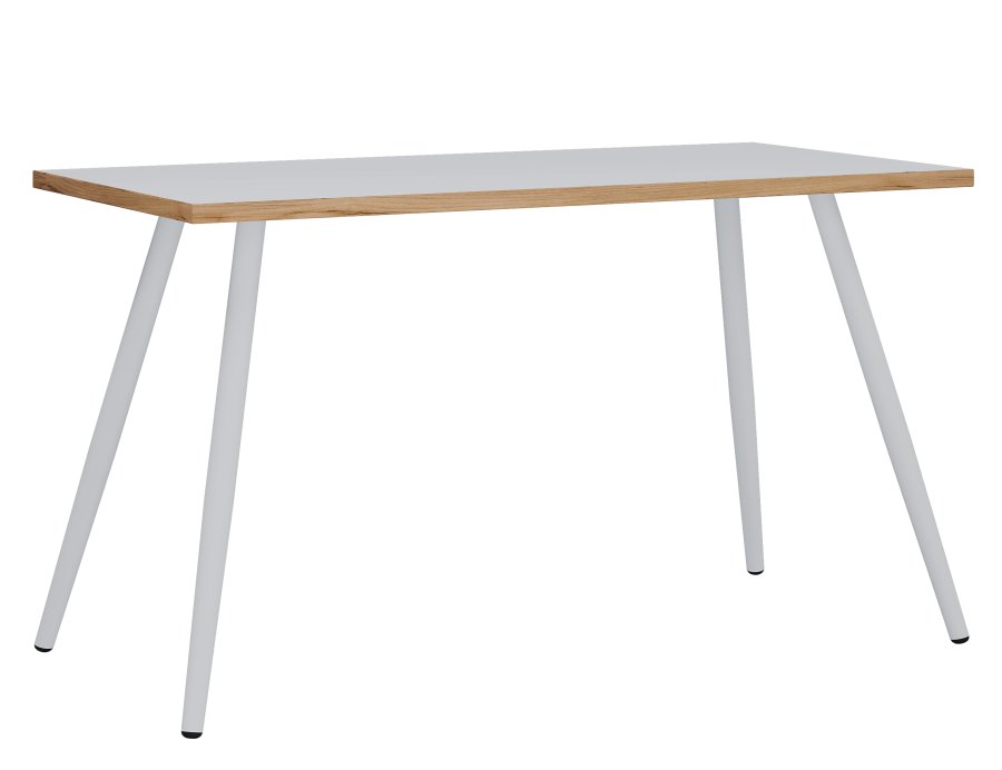 VCM NORDIC Salia Schreibtisch, rechteckig – weißes Melamin, Naturholz, Metall (110x80)