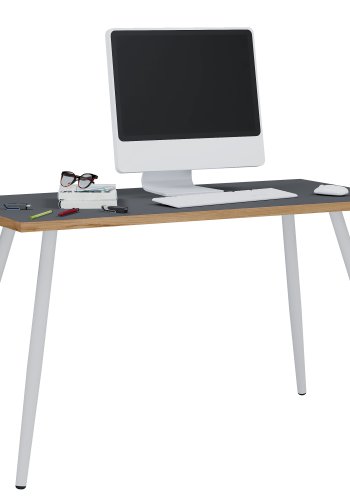 VCM NORDIC Salia skrivebord, rektangulr - antracitgr melamin, natur tr, metal (110x50)