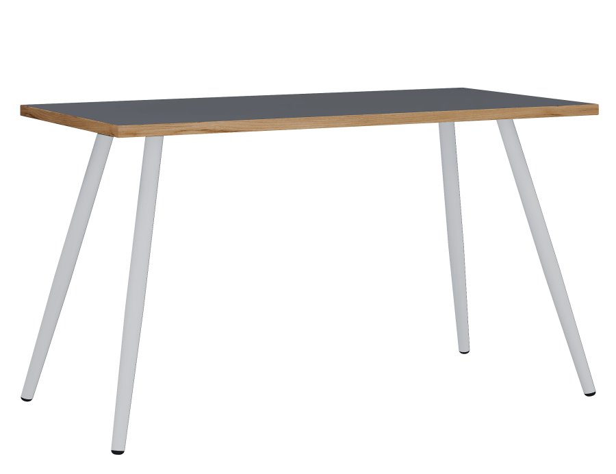 VCM NORDIC Salia Schreibtisch, rechteckig – anthrazitgraues Melamin, Naturholz, Metall (138x80)
