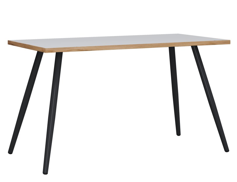 VCM NORDIC Salia skrivebord, rektangulrt - hvit melamin, naturlig tre, metall (138x80)