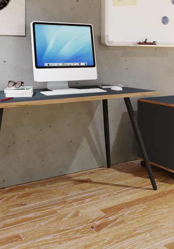 VCM NORDIC Salia skrivebord, rektangulrt - antrasittgr melamin, naturlig tre, metall (138x50)