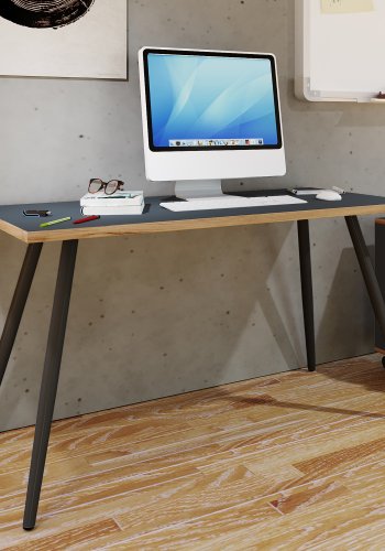 VCM NORDIC Salia skrivebord, rektangulrt - antrasittgr melamin, naturlig tre, metall (138x50)