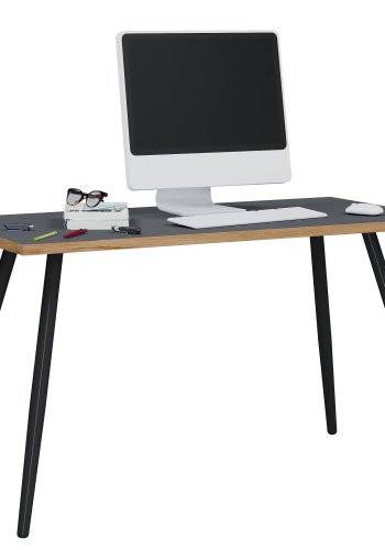 VCM NORDIC Salia skrivebord, rektangulrt - antrasittgr melamin, naturlig tre, metall (138x80)