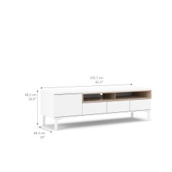 Roomers TV-bord - hvid/egetrstruktur, m. 1 lge og 3 skuffer (156 cm)