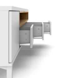 Roomers TV-bord - hvid/egetrstruktur, m. 1 lge og 3 skuffer (156 cm)