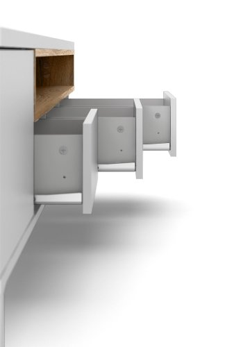 TVILUM Roomers TV-bord - hvit/eik struktur, m. 1 dr og 3 skuffer (156 cm)