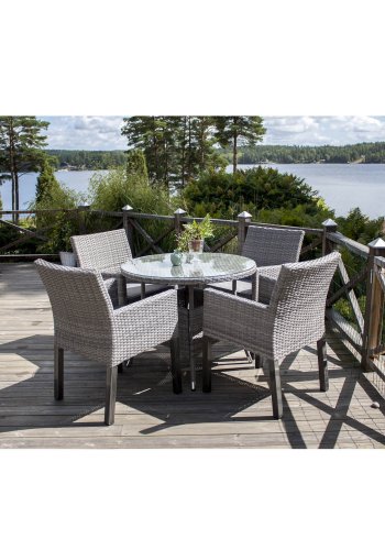 VENTURE DESIGN rundt Volta hagebord - glass og gr aluminium (90)