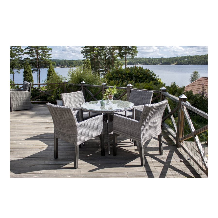 VENTURE DESIGN rundt Volta hagebord - glass og gr aluminium (90)