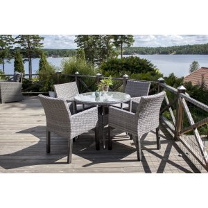 VENTURE DESIGN rundt Volta hagebord - glass og gr aluminium (90)