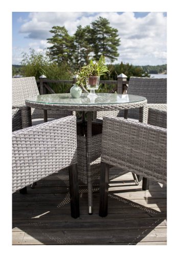 VENTURE DESIGN rundt Volta hagebord - glass og gr aluminium (90)