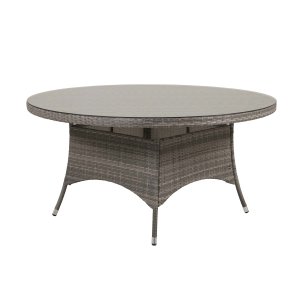 VENTURE DESIGN rund Volta havebord - glas og gr aluminium (150)