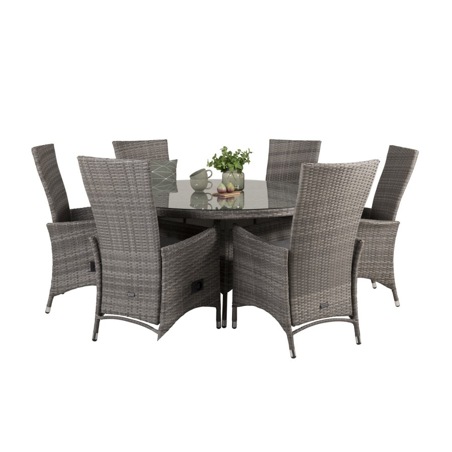 VENTURE DESIGN Padova hvilestol hagestol, med armlener og pute - gr polyester og gr polyrattan