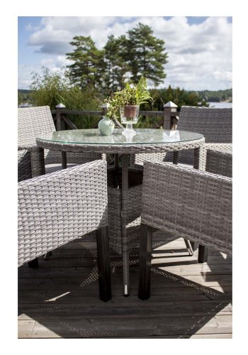 VENTURE DESIGN rundt Volta hagebord - glass og gr aluminium (150)