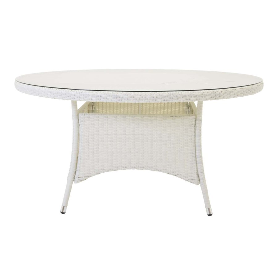 VENTURE DESIGN rundt Volta hagebord - glass og hvit aluminium (150)