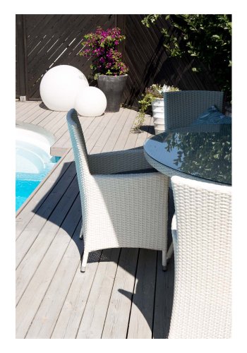 VENTURE DESIGN rundt Volta hagebord - glass og hvit aluminium (150)