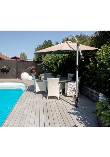 VENTURE DESIGN rundt Volta hagebord - glass og hvit aluminium (150)