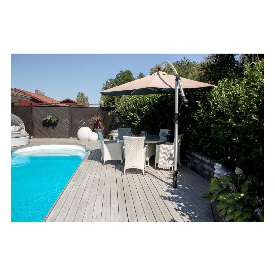 VENTURE DESIGN rundt Volta hagebord - glass og hvit aluminium (150)