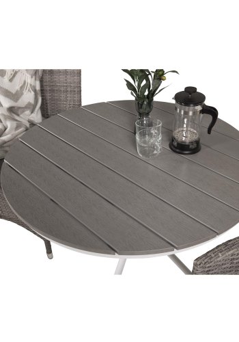 VENTURE DESIGN Malin hagestol med armlener og gr stoffpute - gr rotting og aluminium