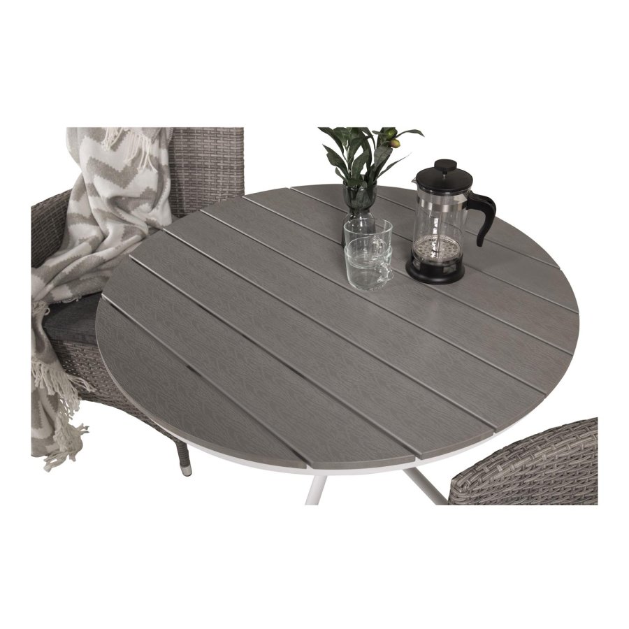 VENTURE DESIGN Malin hagestol med armlener og gr stoffpute - gr rotting og aluminium