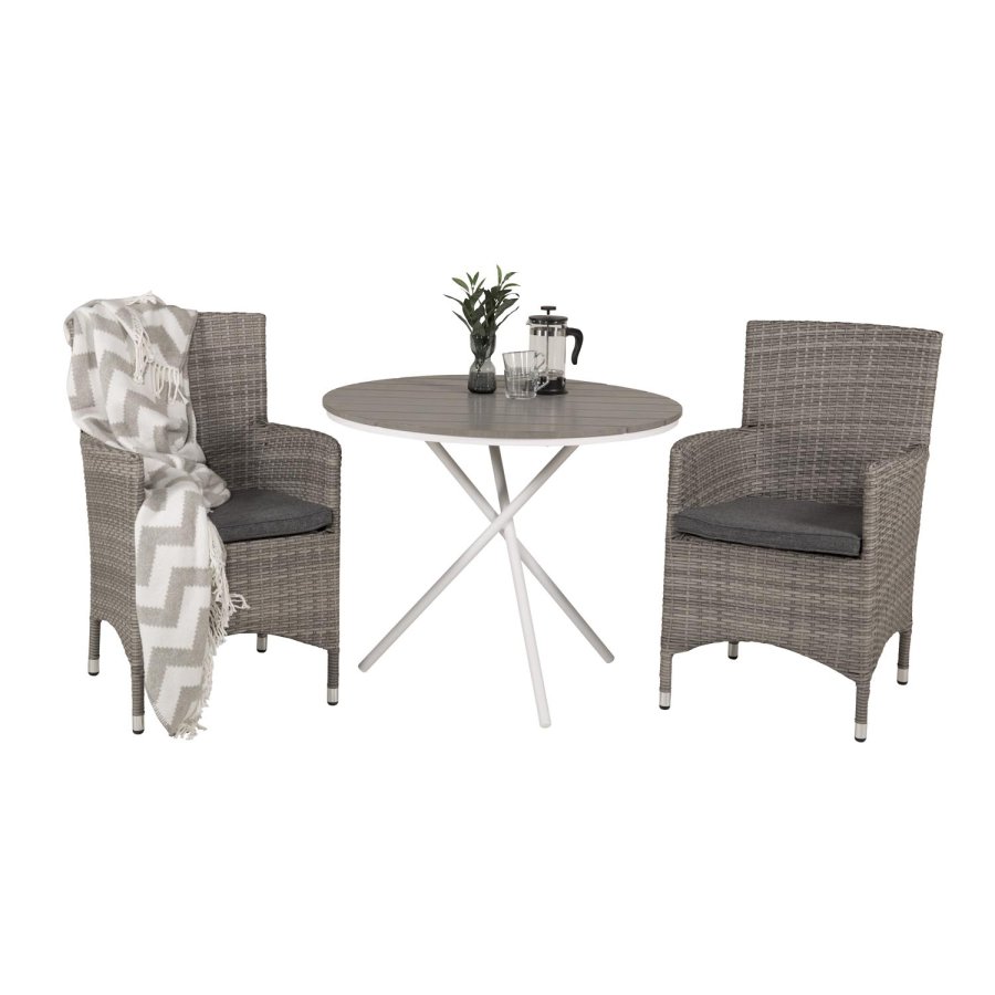 VENTURE DESIGN Malin hagestol med armlener og gr stoffpute - gr rotting og aluminium