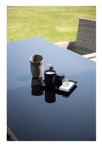 VENTURE DESIGN Malin hagestol med armlener og gr stoffpute - gr rotting og aluminium