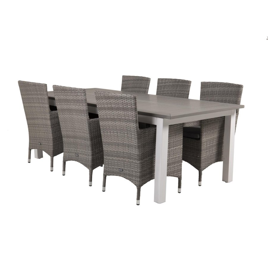 VENTURE DESIGN Malin hagestol med armlener og gr stoffpute - gr rotting og aluminium