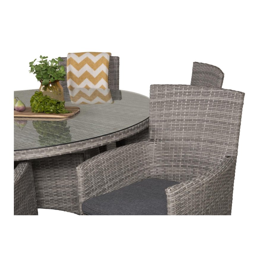 VENTURE DESIGN Malin hagestol med armlener og gr stoffpute - gr rotting og aluminium