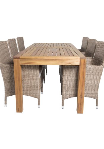 VENTURE DESIGN Malin hagestol med armlener og naturlig stoffpute - naturlig rotting og aluminium