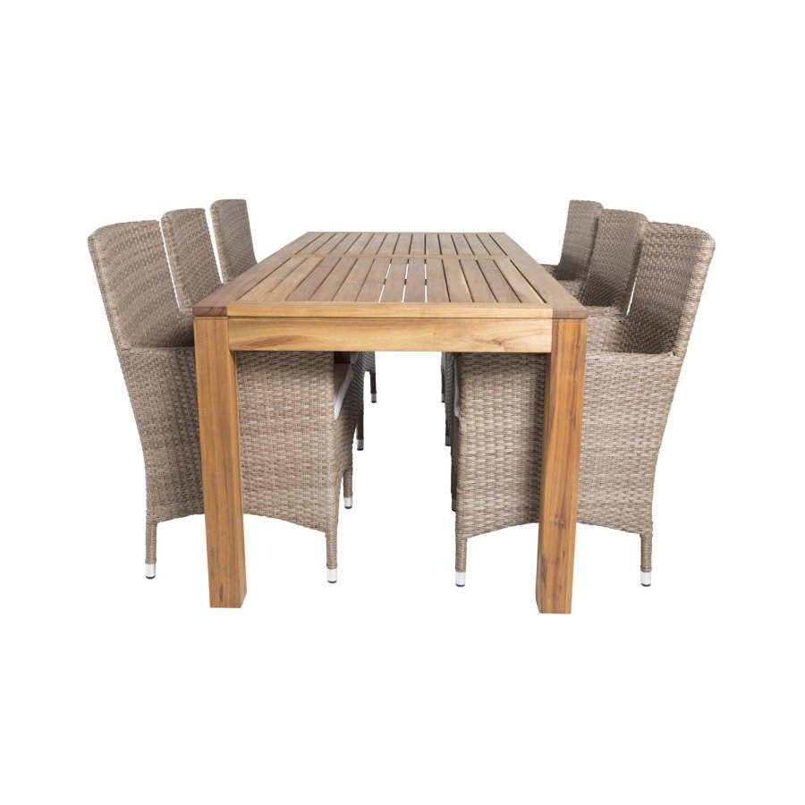 VENTURE DESIGN Malin hagestol med armlener og naturlig stoffpute - naturlig rotting og aluminium