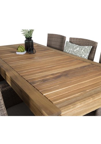 VENTURE DESIGN Malin hagestol med armlener og naturlig stoffpute - naturlig rotting og aluminium