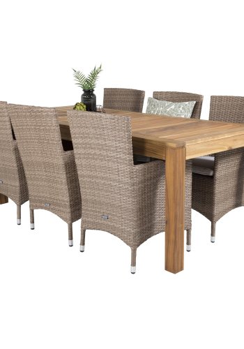 VENTURE DESIGN Malin hagestol med armlener og naturlig stoffpute - naturlig rotting og aluminium